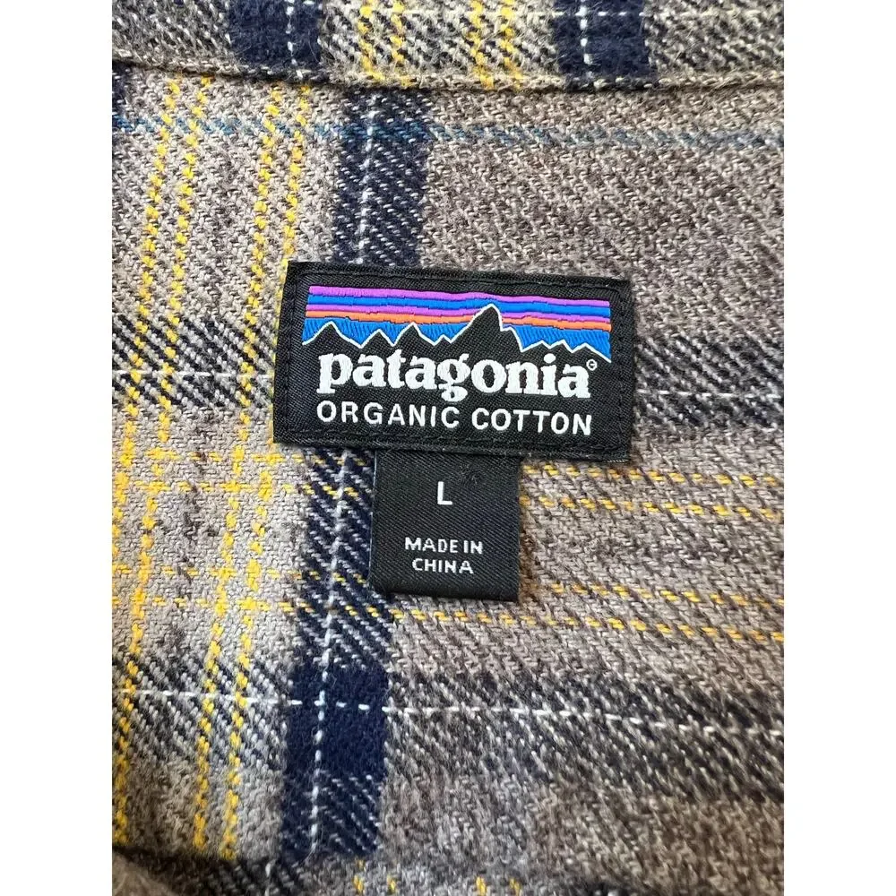 Patagonia Flannel Shirt Mens Large Plaid Organic Cotton Button Up Worn Wear - Picture 3 of 6